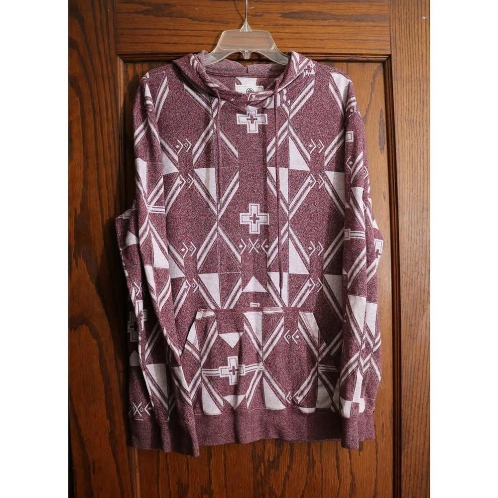 ON THE BYAS Hoodie Pullover Mens XL Red Patterned Skater Punk Beach Southwest